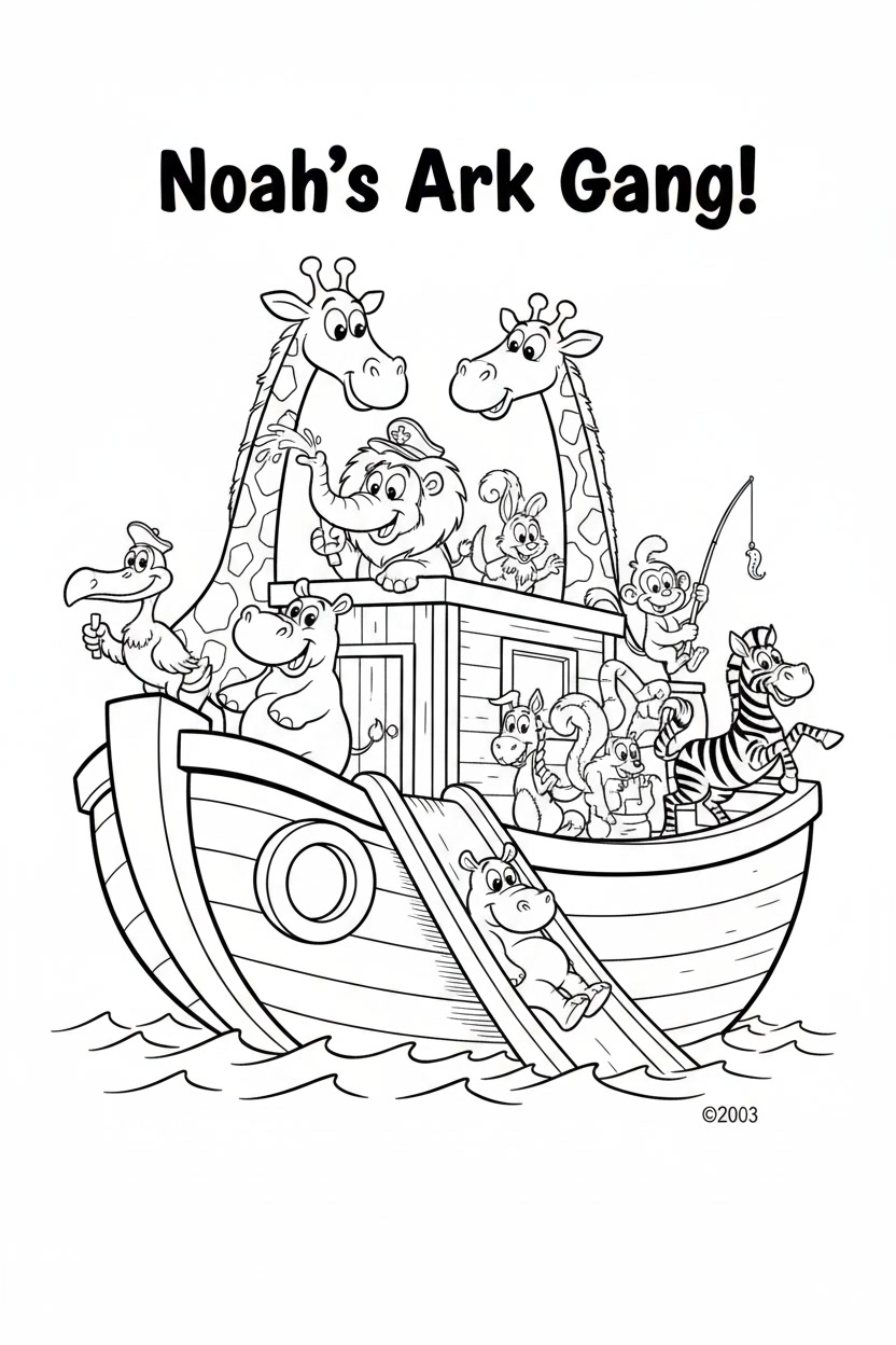 Noah's Ark Gang Coloring Page 4
